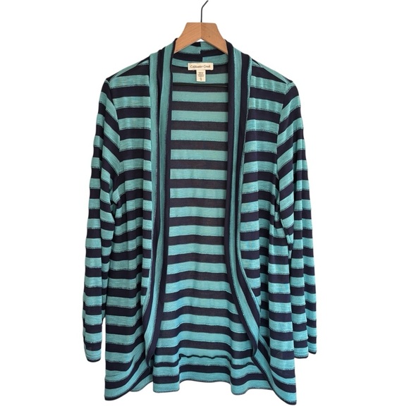 Coldwater Creek Open Front Cardigan Women’s Size XL Striped Casual - Picture 1 of 15